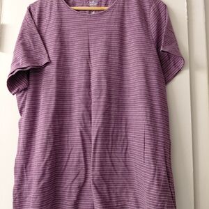 Croft & Barrow Purple Striped Short Sleeve Tee 1X